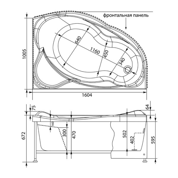 Экран фронтальный для ванны Aquanet Jamaica 160 R Экран фронтальный для ванны Aquanet Jamaica 160 R