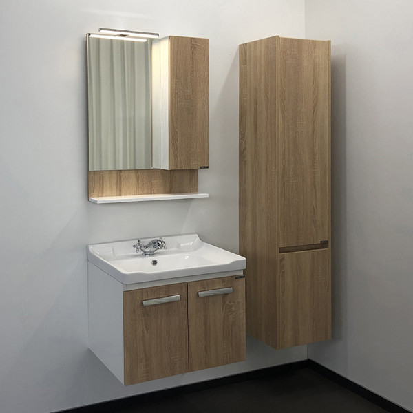 Тумба подвесная Comforty Парма 620x550x470 дуб дымчатый матовый с раковиной (00-00001547)