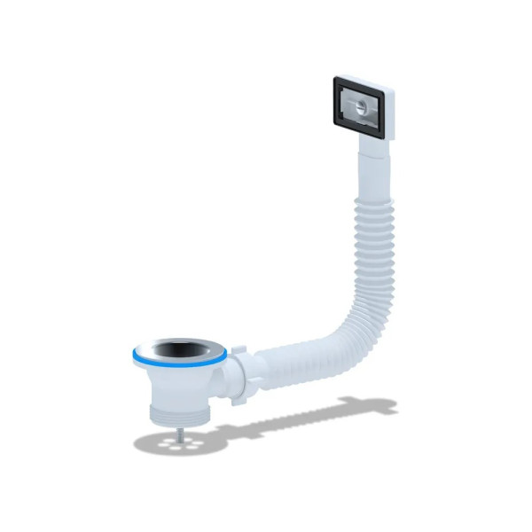 Выпуск для мойки 1 1/2"*70 АНИ с прямоугольным гибким переливом (нержавеющая решетка) АНИ пласт (N105S)