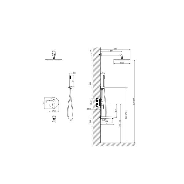 Душевая система Aquatek Бетта встраиваемый оружейная сталь (AQ1173BGM)