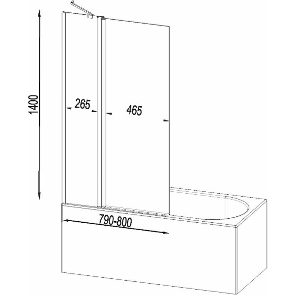 Душевая шторка на ванну AM.PM Gem 80x140 стекло прозрачное, профиль хром (W90BS-D3W5-140CT)
