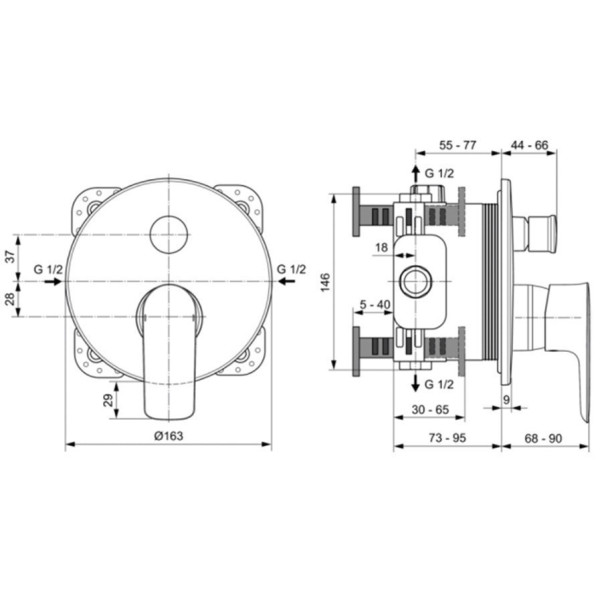 Смеситель для ванны и душа Ideal Standard Connect Air хром (A7035AA)