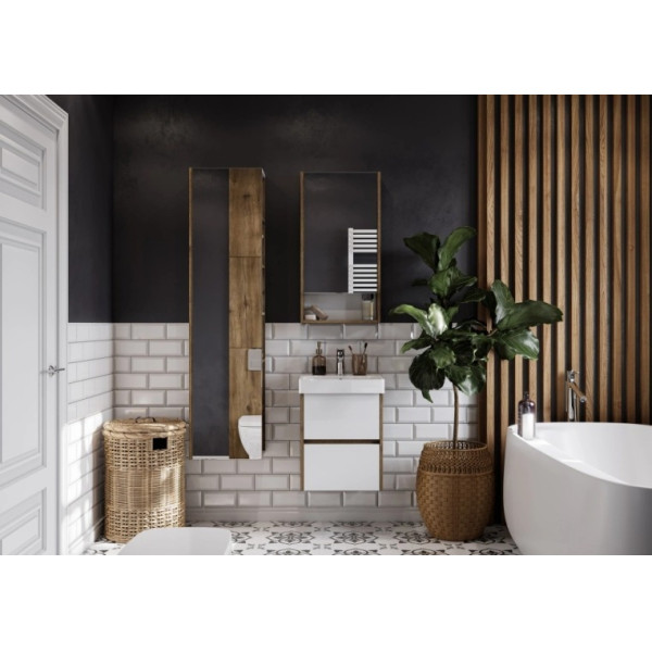 Тумба-умывальник Aquaton Сканди 45 Бел/Дуб Рустикальный/1WH501630 Раковина Адриана 45 (1A2516K0SDZ90)