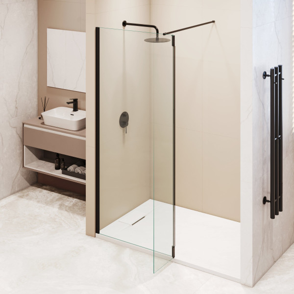 Душевая перегородка RGW WA-051B (WA-010B + Z-071B) 1200 стекло прозрачное, профиль черный (351005123-14)