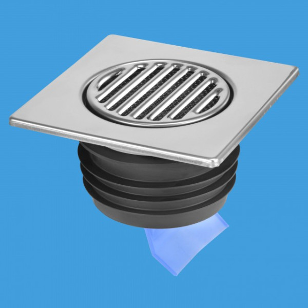 Трап вертикальный McAlpine 15x15 см, d=90-110 мм (сухой затвор) (MRFGC3SSV-110)