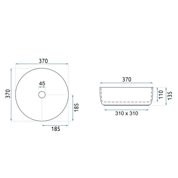 Раковина накладная Rea Sami 37x37 мрамор (REA-U6606)