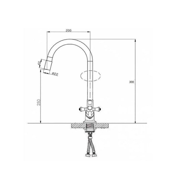 Смеситель для кухни Dlin с гибким изливом хром (D153807-1)