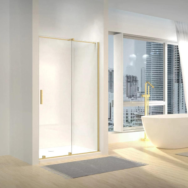 Душевая дверь Rea Montana 130x200 gold Mat стекло прозрачное, профиль матовое золото (REA-K2504)