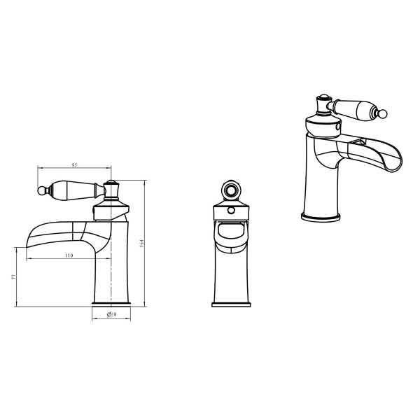 Смеситель для раковины Boheme Vogue бронзовый (201-BSW) Смеситель для раковины Boheme Vogue бронзовый (201-BSW)