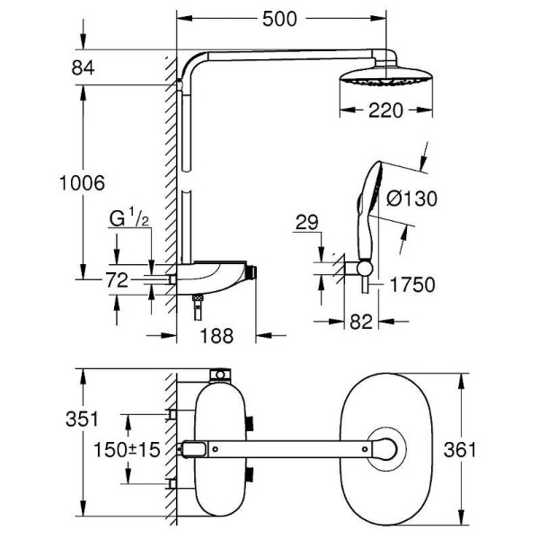 Душевая система Grohe Rainshower SmartControl хром (26361LS0)