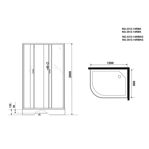 Душевая кабина Classic 80x120 стекло матовое, профиль хром матовый (NG-3312-14RBK)