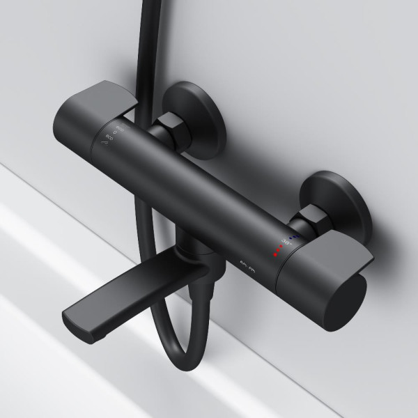 Смеситель для ванны и душа AM.PM X-Joy с термостатом черный (F85A50022)