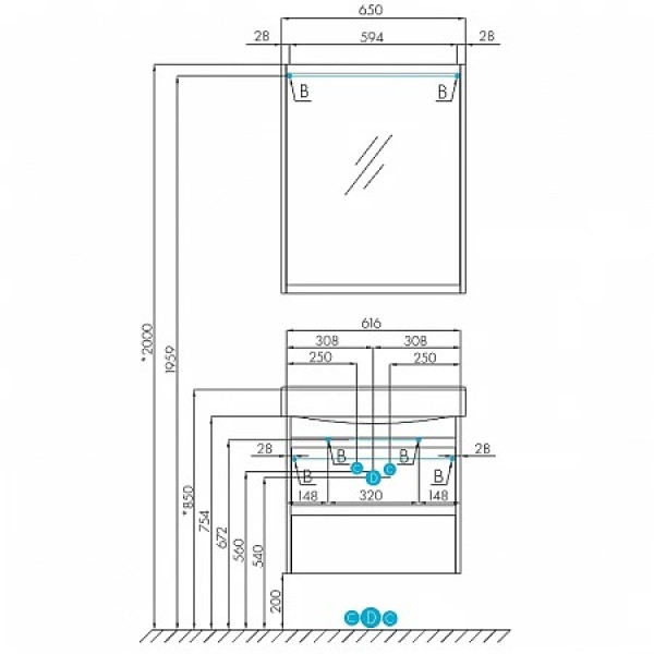 Тумба-умывальник Aquaton Нортон 65/1WH302501 раковина Беверли 65 (1A2488K0NT010)