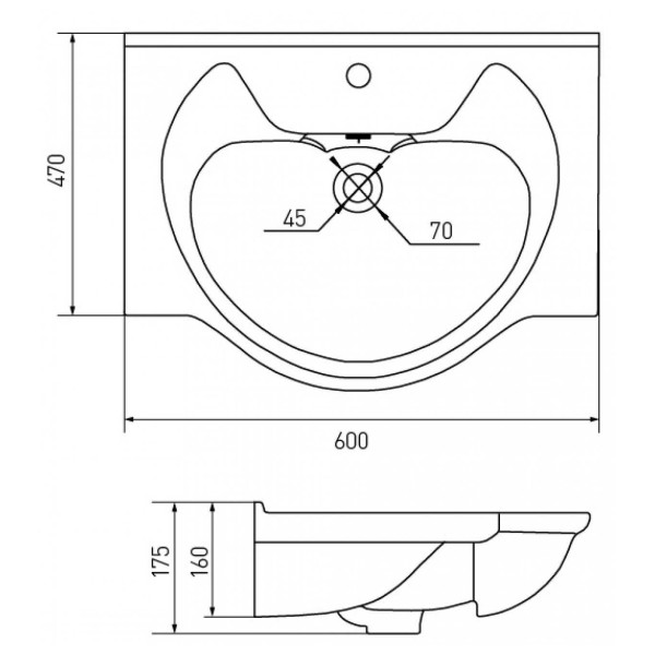 Раковина подвесная Santek Байкал 60 470х600х175 (1WH109652) Раковина подвесная Santek Байкал 60 470х600х175 (1WH109652)
