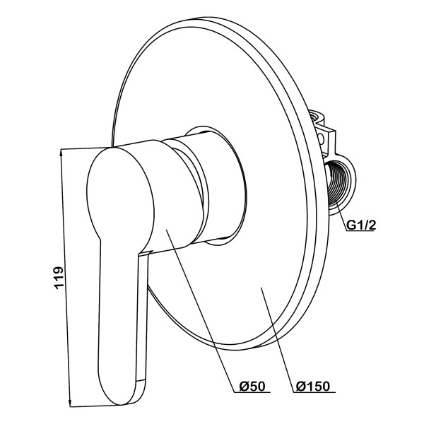Смеситель для душа встраиваемый Swedbe Platta подключение на 1 выход хром (5517)