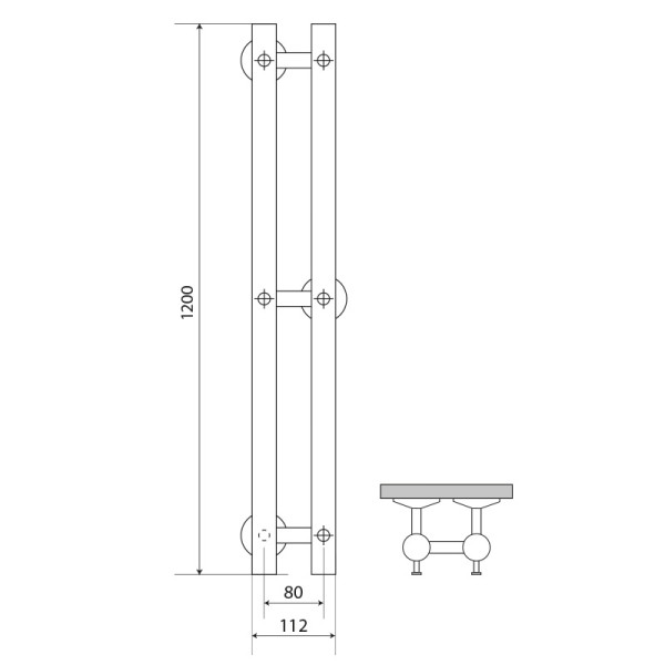 Полотенцесушитель водяной Melodia Blues 1200х80 П2 4 крючка хром (MTRBL12008)