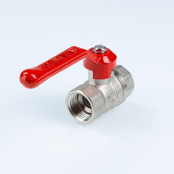 Кран 3/4" ВВ шаровый Valtec Стандарт никелированный (ГОСТ, красная ручка) VT.120.N.05