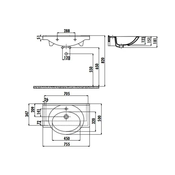 Раковина мебельная Creavit Epic 75x50 белая (ET075-00CB00E-0000)