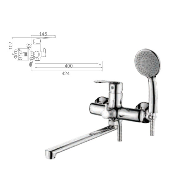 Смеситель для ванны и душа Ledeme с душевым гарнитуром (L2272) Смеситель для ванны и душа Ledeme с душевым гарнитуром (L2272)