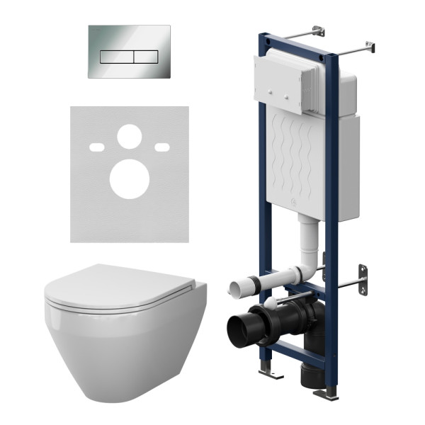 Комплект инсталляция с унитазом AM.PM ErgoFit с клав M хром глянц с подвесным унитазом Spirit V2.0 Aquaspin (IS110351.701900)