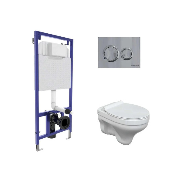 Комплект инсталляция с унитазом Berges Novum кнопка O3 хром глянец, унитаз Albit S, сиденье с soft-close (043318) Комплект инсталляция с унитазом Berges Novum кнопка O3 хром глянец, унитаз Albit S, сиденье с soft-close (043318)