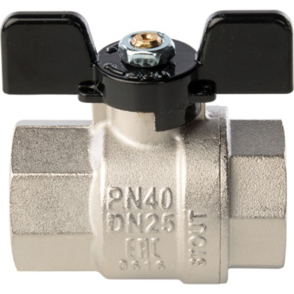 Кран 1" ВВ шаровый Stout (черная бабочка, полнопроходной) SVB-0002-000025