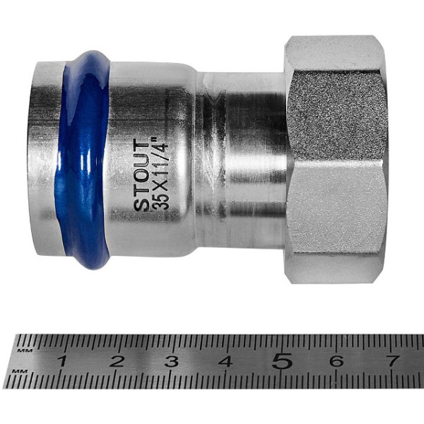 Переход 35х1 1/4"B с накидной гайкой Stout SSS-2026 ВПр-ВР (нерж.ст., пресс) SSS-2026-035114 Переход 35х1 1/4"B с накидной гайкой Stout SSS-2026 ВПр-ВР (нерж.ст., пресс) SSS-2026-035114