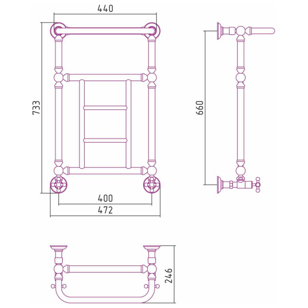 Полотенцесушитель водяной Сунержа Ренессанс 1452 660x400 белый (12-0282-6640)