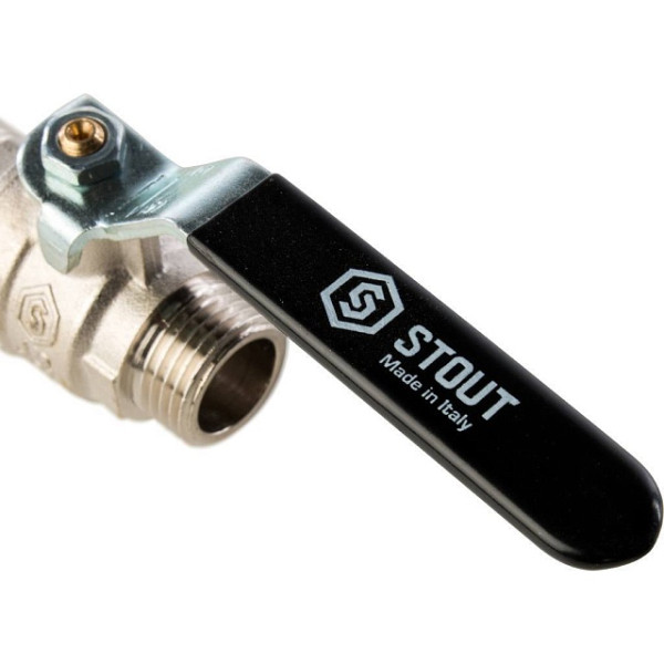 Кран 1/2" НН шаровый Stout (черная ручка, полнопроходной) (SVB-0005-000015) Кран 1/2" НН шаровый Stout (черная ручка, полнопроходной) (SVB-0005-000015)