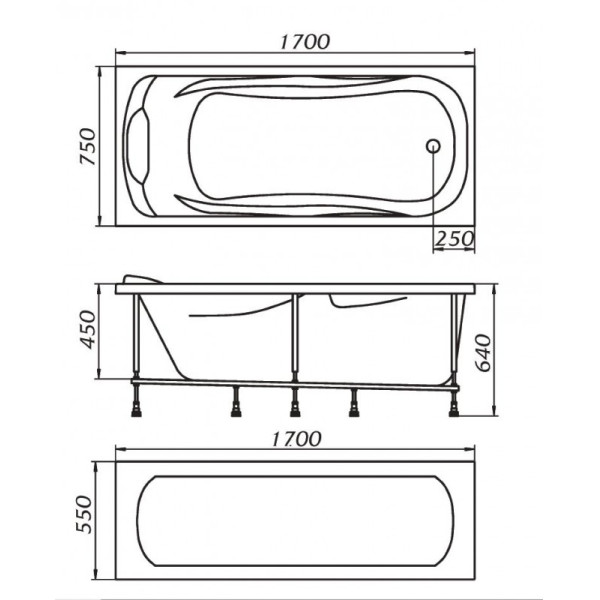 Ванна акриловая 1Marka Dipsa 170x75 белая (12017894)