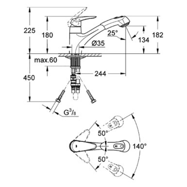 Смеситель для кухни Grohe Eurodisc (32257001)