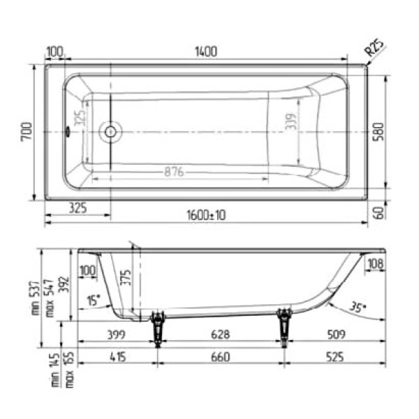 Ванна чугунная Wotte Line 150x70 белая (Line 1500x700) Ванна чугунная Wotte Line 150x70 белая (Line 1500x700)