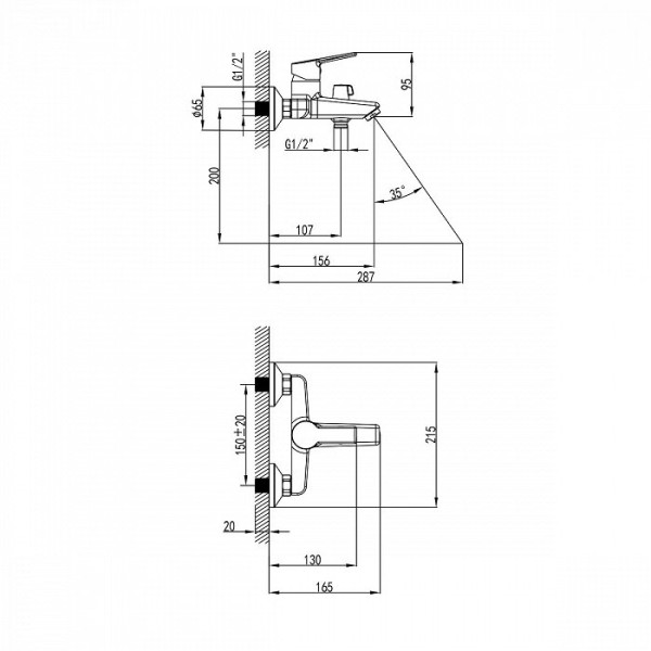 Смеситель для ванны и душа Milardo Stripe с душевым комплектом, хром (STRSB02M02) Смеситель для ванны и душа Milardo Stripe с душевым комплектом, хром (STRSB02M02)