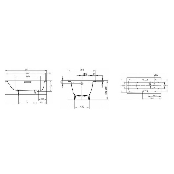 Ванна стальная Kaldewei Saniform Plus Star 336 170x75 с отв. под ручки (133600010001) Ванна стальная Kaldewei Saniform Plus Star 336 170x75 с отв. под ручки (133600010001)