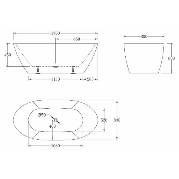 Ванна акриловая BelBagno 170x80 белая (BB77-170-W0)