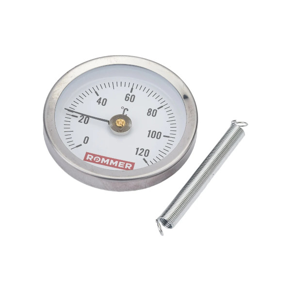 Термометр биметаллический накладной 63 мм (с пружиной, 0°-120°С) Rommer (RIM-0004-630015) Термометр биметаллический накладной 63 мм (с пружиной, 0°-120°С) Rommer (RIM-0004-630015)