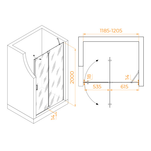 Душевая дверь RGW Hotel 120x200 стекло прозрачное, профиль серый (350601412-110) Душевая дверь RGW Hotel 120x200 стекло прозрачное, профиль серый (350601412-110)