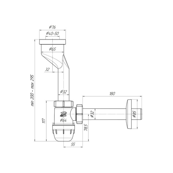 Сифон 32 мм. для писсуара АНИ с прямой трубой 32 мм. АНИ пласт (U1003)