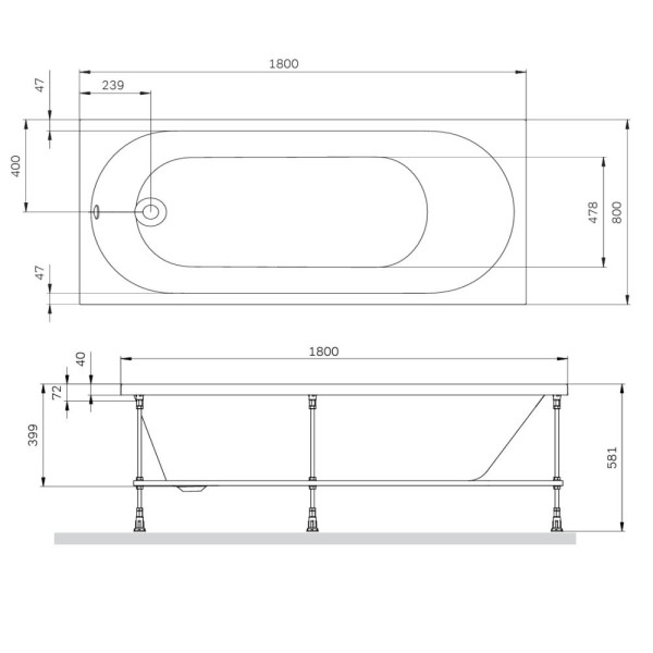 Ванна акриловая AM.PM X-Joy 180х80 (W94A-180-080W-A)