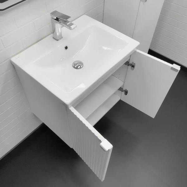 Тумба подвесная с раковиной Comforty Лима 600x450x560 белый матовый (00-00019238)