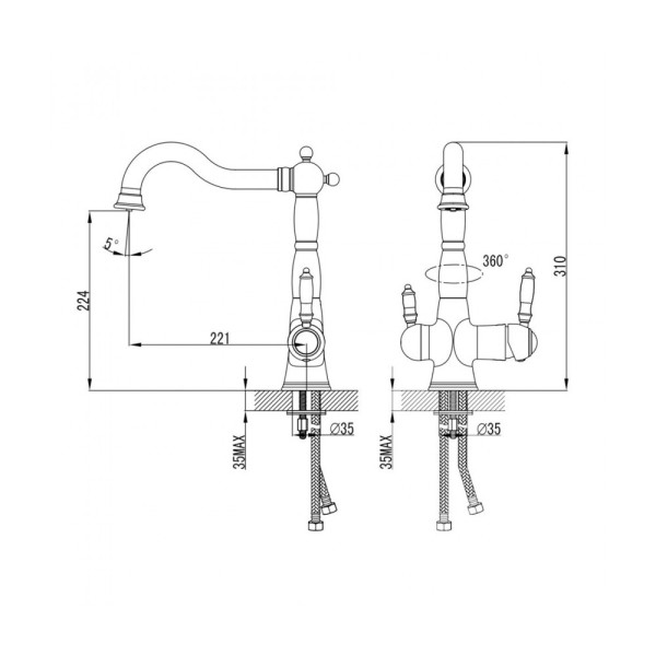 Смеситель для кухни Lemark Villa подключение к фильтру питьевой воды (LM4858B)