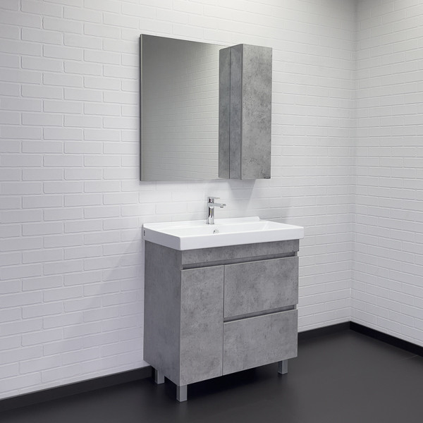 Тумба напольная Comforty Никосия 800x850x450 белый глянцевый с раковиной (00-00001521)