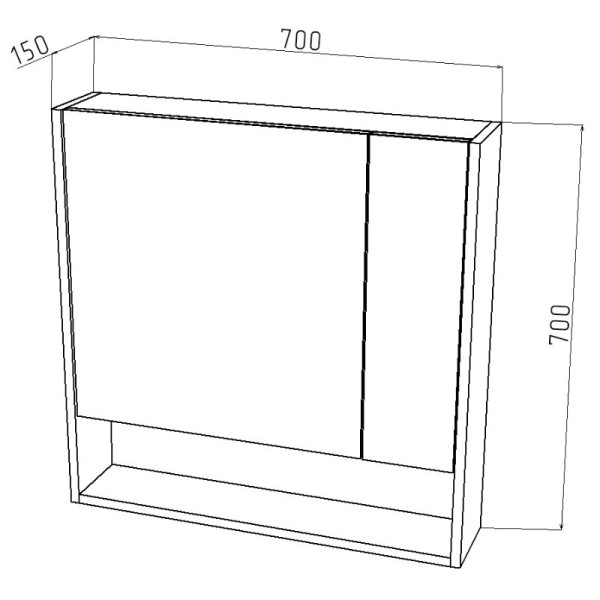 Шкаф зеркальный Melodia Универсал 70х15х70 распашные двери графит (MFR80050GT)