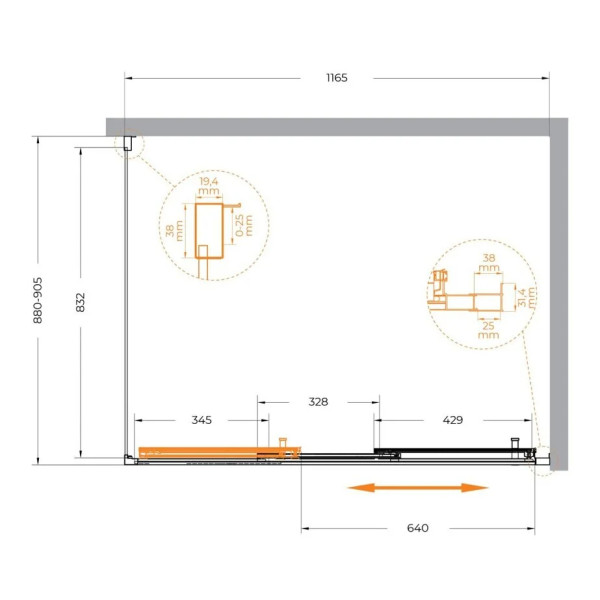 Душевой уголок Cezares Molveno 120x90x195 стекло прозрачное, профиль оружейная сталь (MOLVENO-AHF-31-120/90-C-GM-IV)