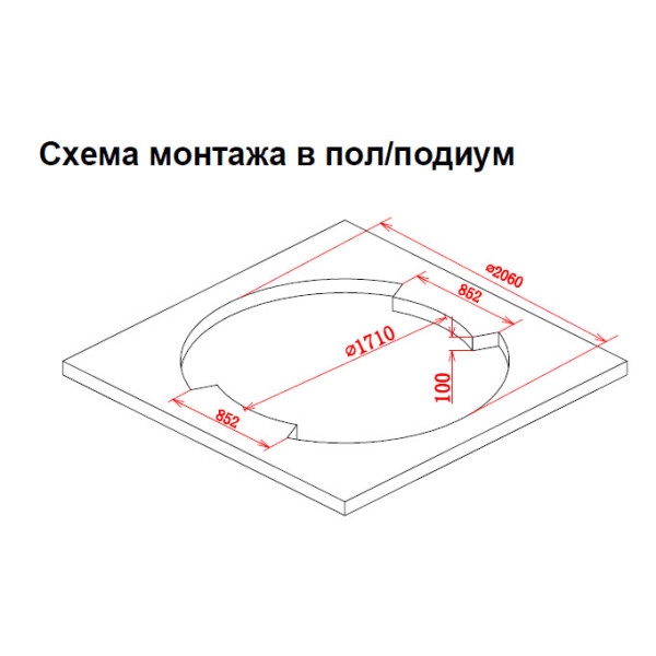 Ванна гидромассажная и аэромассажная Gemy G9060 K 2100х2100х870