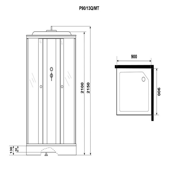 Душевая кабина Promo 90x90 стекло матовое, профиль белый (P90/13Q/MT)