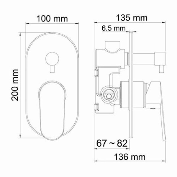 Смеситель для ванны и душа WasserKRAFT Donau (5341)
