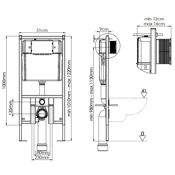 Инсталляция с унитазом Loranto с унитазом Azario Grado с сиденьем микролифт без клавиши (4501+AZ-0046N)