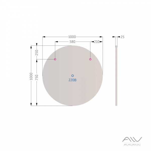 Зеркало с подсветкой Alavann Rondo 100