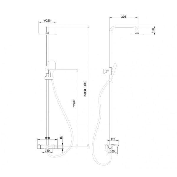 Душевая система Abber Thermostat с изливом хром (AF8516L)
